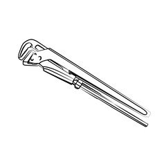 plumber wrench contour vector illustration