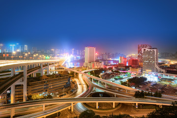 Fototapeta na wymiar Circular overpass and modern urban architecture in Chongqing, China