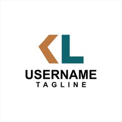 Kl letter logo with black and white negative