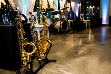 Golden Saxophone on the floor