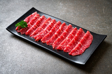 fresh beef raw sliced with marbled texture