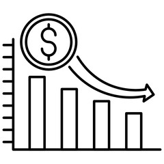 Negative Financial growth Concept, Underweight Income Graph Vector Icon design