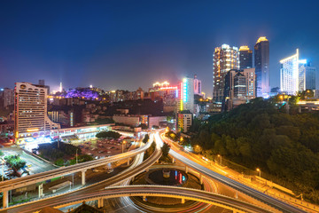 Fototapeta na wymiar Circular overpass and modern urban architecture in Chongqing, China