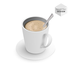 Isometric Flat White coffee cup spoon
