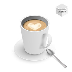 Isometric Cappuccino coffee cup