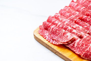 fresh beef raw sliced with marbled texture