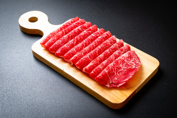 fresh beef raw sliced with marbled texture