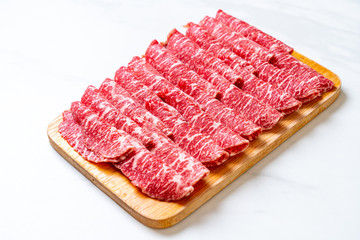 fresh beef raw sliced with marbled texture