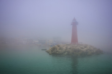 Sea coast, lighthouse.