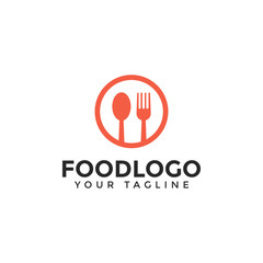 Circle Spoon and Fork, Food, Restaurant Logo Design Template