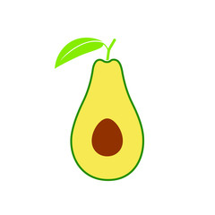 Avocado graphic icon. Sign isolated on white background. Symbol avocado with leaf. Vector illustration