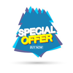 Special Offer, Christmas sale banner design template, Xmas discount speech bubble tag, app icon, vector illustration