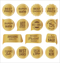 Sale stickers and tags golden collection