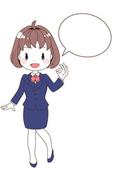 illustration of smiling business woman with markup balloon