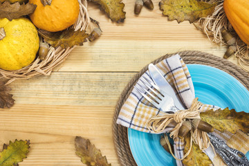 Thanksgiving or autumn table setting