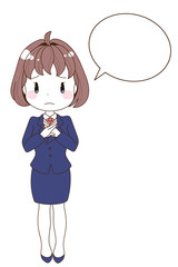 illustration of embarrassed face business woman with markup balloon