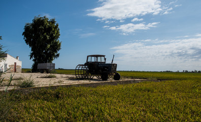 Naklejka premium Old tractor for mowing