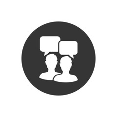 Talk people icon in flat style. Man with speech bubble illustration on white background. Talk chat business