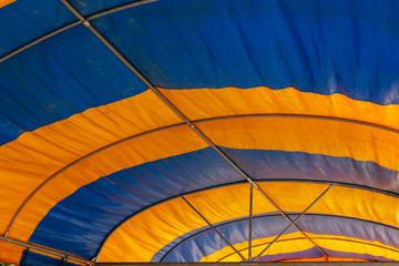 Colorful tent made of fabric. steel structure of tent.