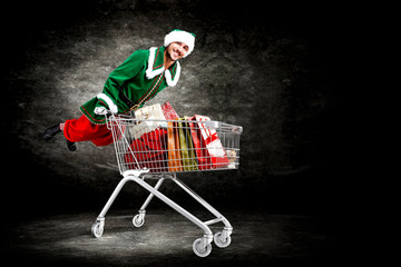 Santa Claus helper and free space for your decoration 