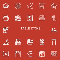 Editable 22 table icons for web and mobile
