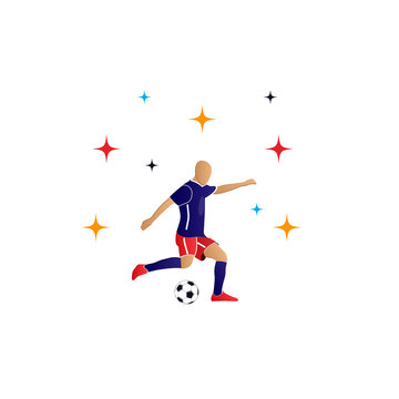 Football player with the ball. Football. Vector illustration