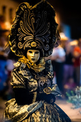 Venice carnival mask worn by at a medieval festival in Ayia Napa Cyprus