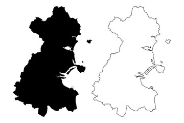 Fototapeta premium County Dublin (Republic of Ireland, Counties of Ireland) map vector illustration, scribble sketch Dublin region map....
