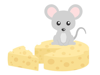 ねずみとチーズのイラスト