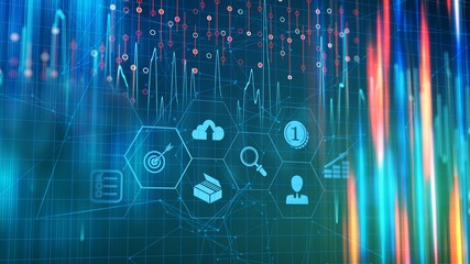 Colorful social media links, modern trends in digital world, users cloud search