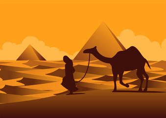 Pyramid famous landmark of Egypt,silhouette style,vector illustration