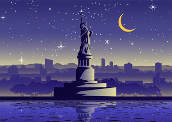 liberty statue famous landmark of USA ,silhouette style,vector illustration © Terd486