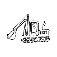 excavator freehand drawing vector sketch