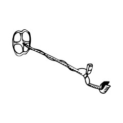 metal detector hand drawing vector sketch