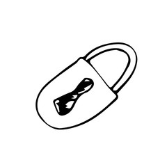 old padlock drawing vector sketch