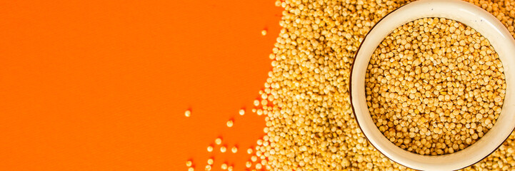 quinoa grain (porridge, superfood is healthy snack) menu concept. food background. copy space. Top view