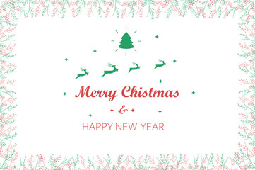 Fototapeta premium Christmas branch and greetings on white background card