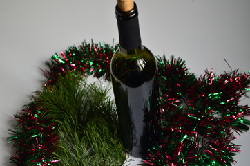 Festive decoration near red wine