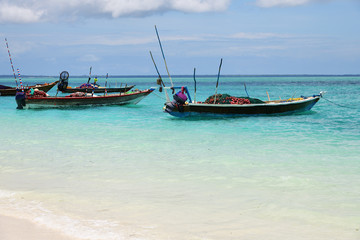 Naklejka na ściany i meble Fishing boats. Zanzibar, Tanzania, Africa