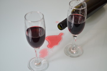 Fallen bottle of wine