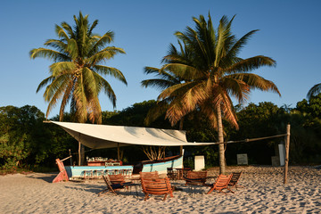bar in a dow on beautiful holiday beach on Benguerra Island