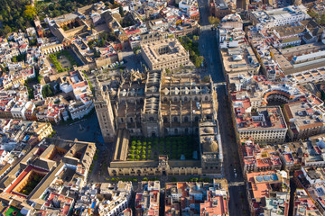 Aerial view of Seville, Guadalquivir river, Andalusia, Spain, Europe