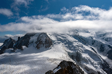 Ice and snow in surroundings of Mont Blanc in Alps, France.