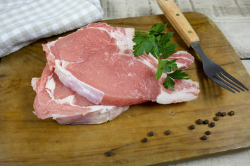 raw veal chopped on a cutting board