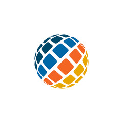 3D globe icon logo design vector template