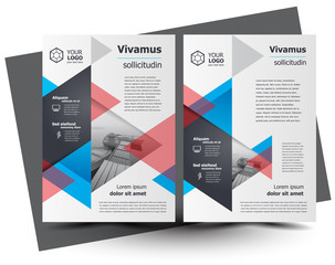 Flyer brochure design, business flyer size A4 template, creative leaflet, trend cover geometric blue and red color