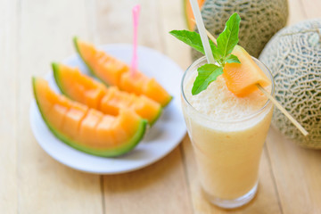 Milk melon Smoothie in glass