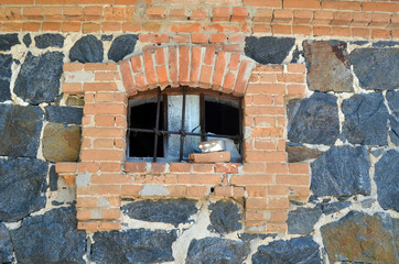 Ancient stone masonry. An old industrial building near Kiev.Abandoned