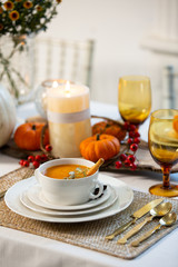 pumpkin soup on the table 1