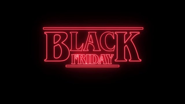 Balck friday red message on black. Eighties style lettering. 3D Render